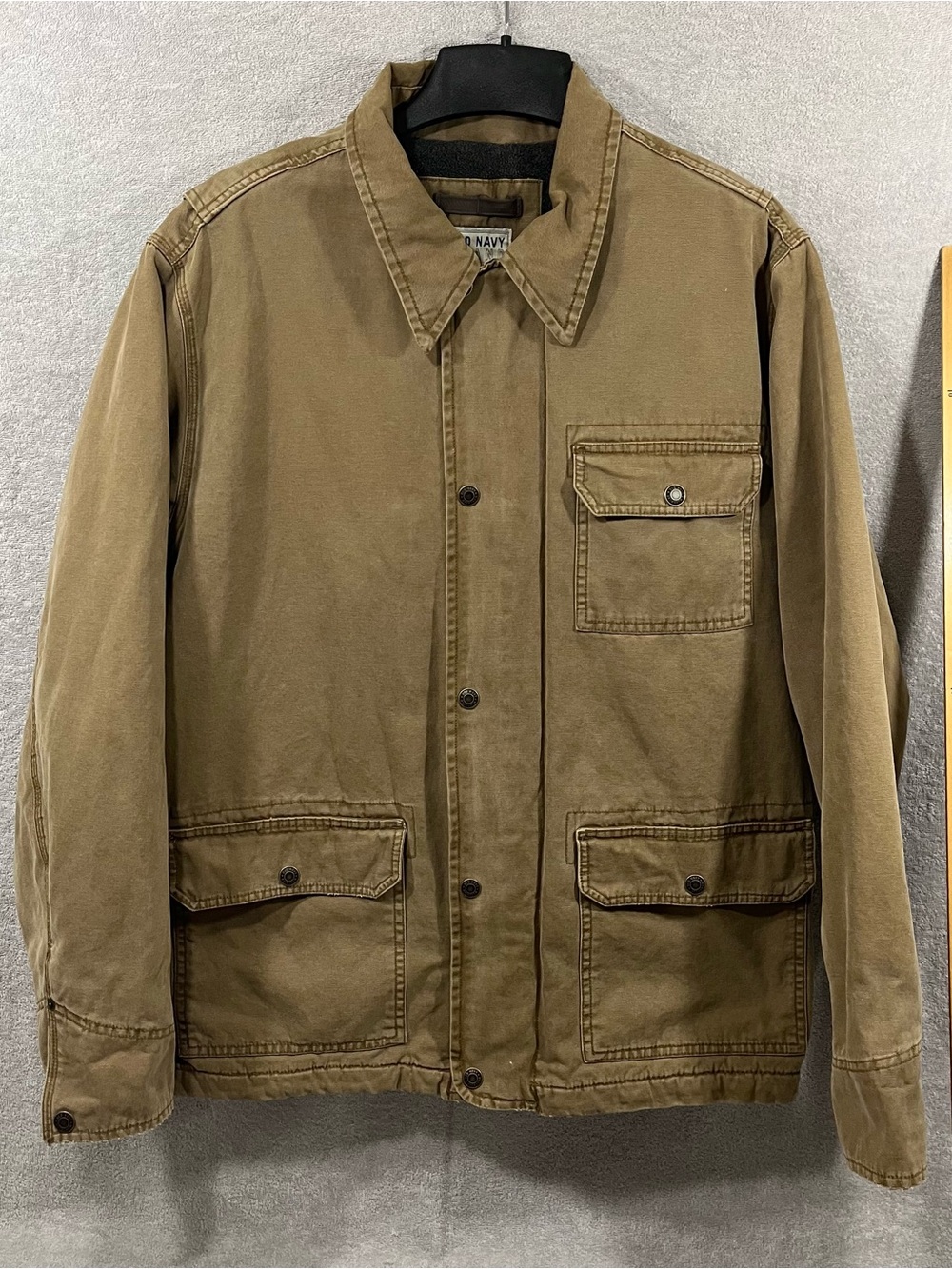 Vintage Old Navy Chore Barn Coat Tan Jacket Fleece Lined Size Large